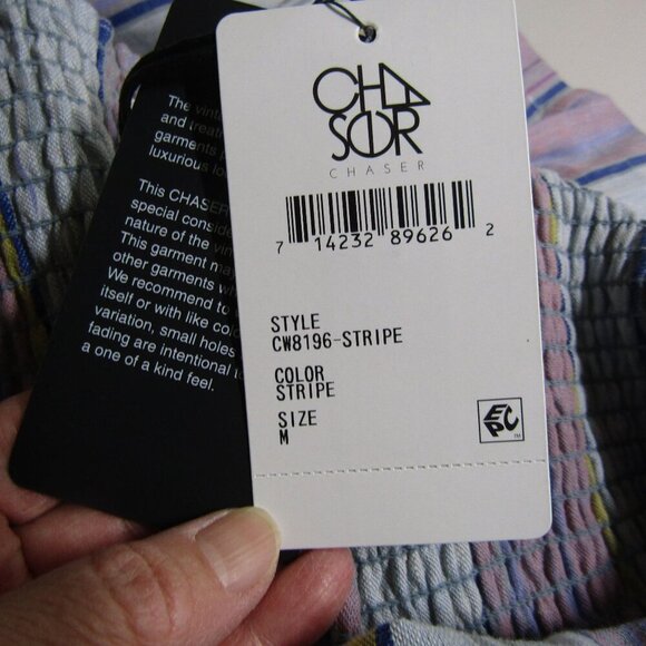 CHASER NWT Striped Linen Blend Jumpsuit Boho Beach Coastal Retro Festival M - Picture 8 of 11